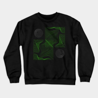 ABSTRACT WAVES LINES CIRCLES HYPNOSIS GREEN Crewneck Sweatshirt